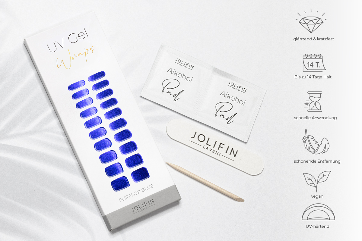 Jolifin LAVENI UV Gel-Wraps - FlipFlop blue