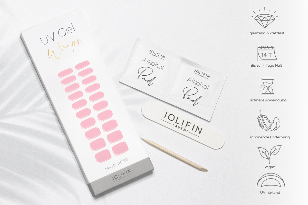 Jolifin LAVENI UV Gel-Wraps - milky rosé