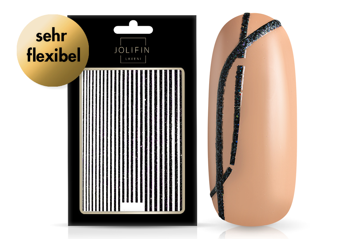 Jolifn LAVENI XL Sticker - Glitter Stripes black hologramm