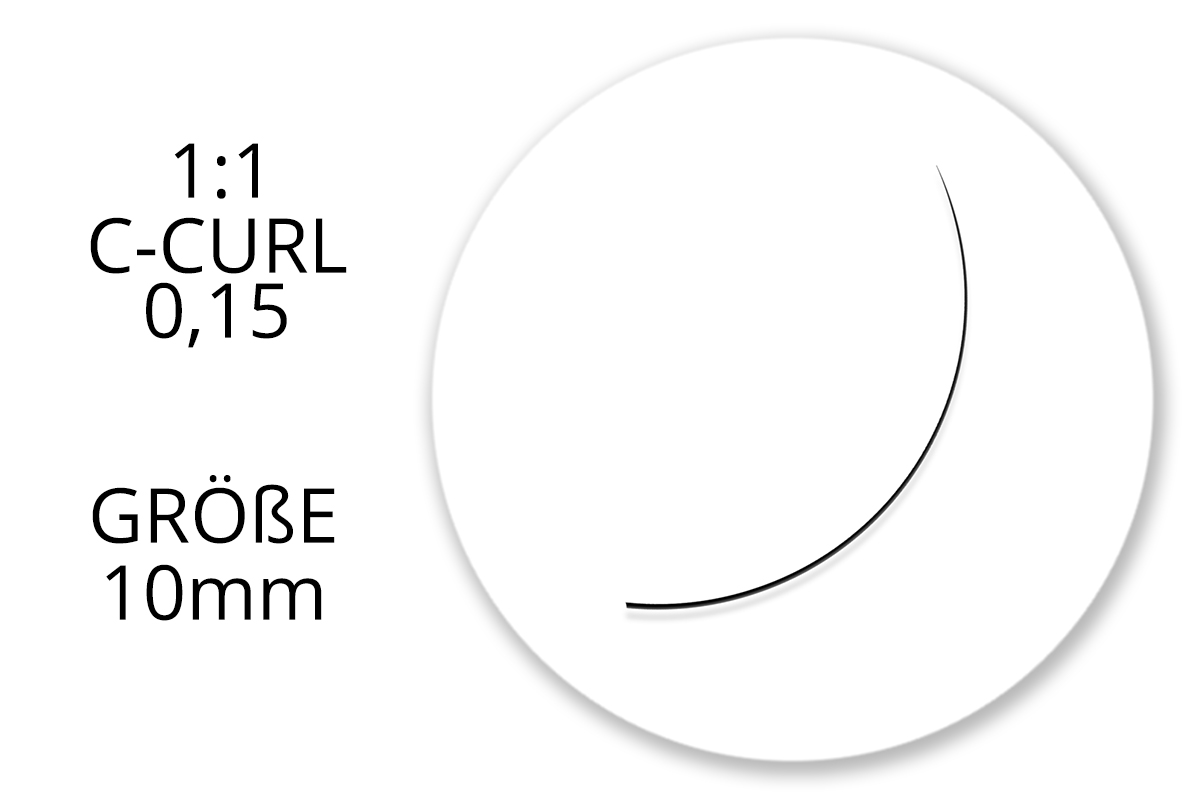 Jolifin Lashes - SingleBox Flat 10mm - 1:1 C-Curl 0,15