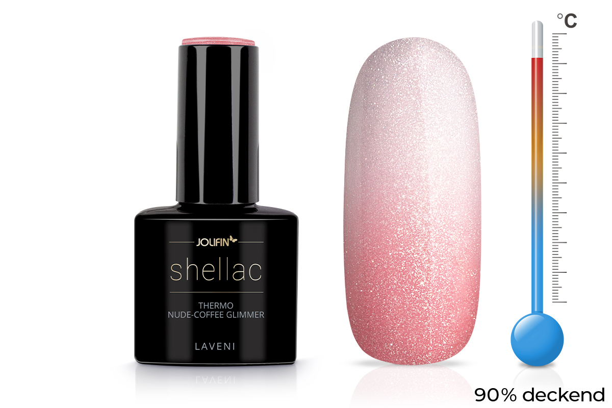 Jolifin LAVENI Shellac - Thermo nude-coffee Glimmer 10ml