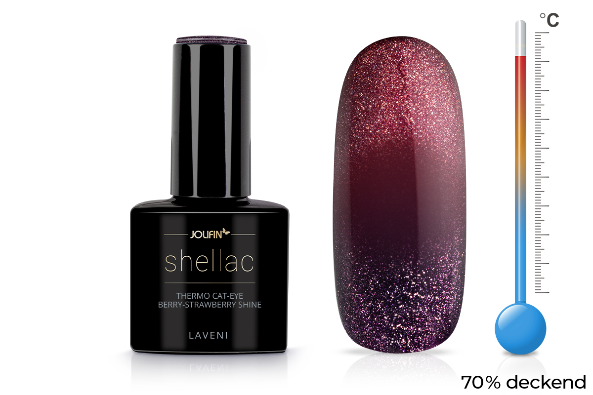 Jolifin LAVENI Shellac - Thermo Cat-Eye berry-strawberry shine 10ml