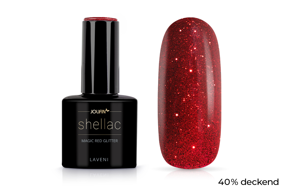Jolifin LAVENI Shellac - magic red Glitter 10ml