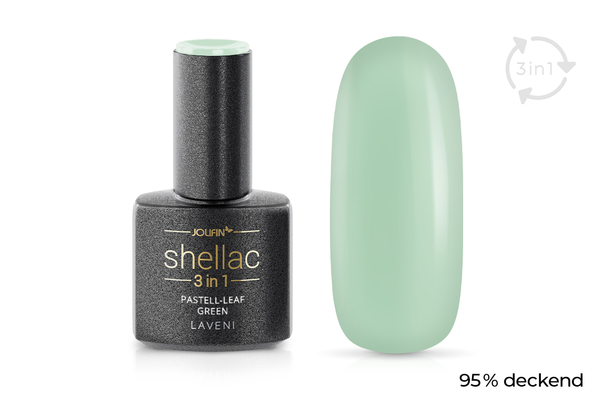 Jolifin LAVENI 3in1 Shellac - pastel-leaf green 10ml