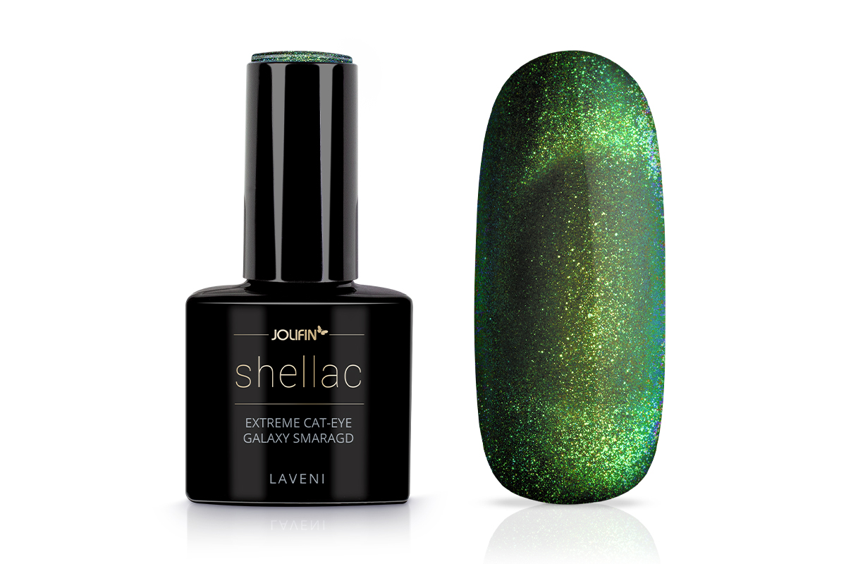 Jolifin LAVENI Shellac - Extreme Cat-Eye galaxy smaragd 10ml