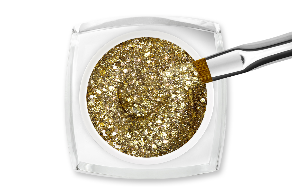 Jolifin LAVENI Farbgel - gold Glitter 5ml