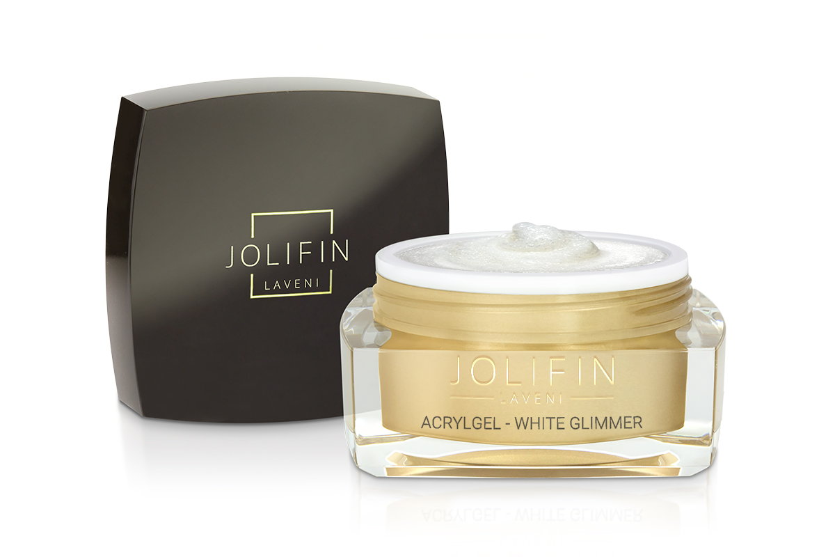 Jolifin LAVENI AcrylGel - white Glimmer 15ml