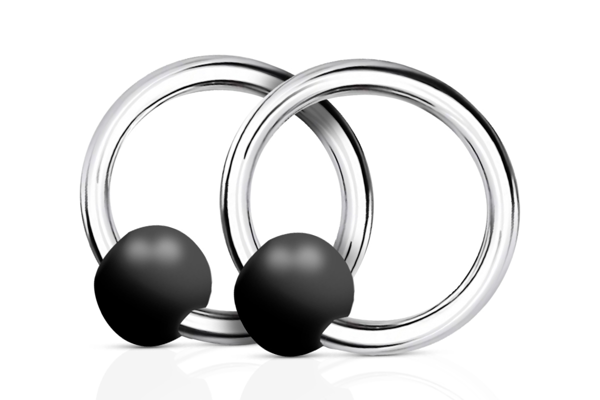 Jolifin Nagel-Piercing 925-Silber - Kugel schwarz