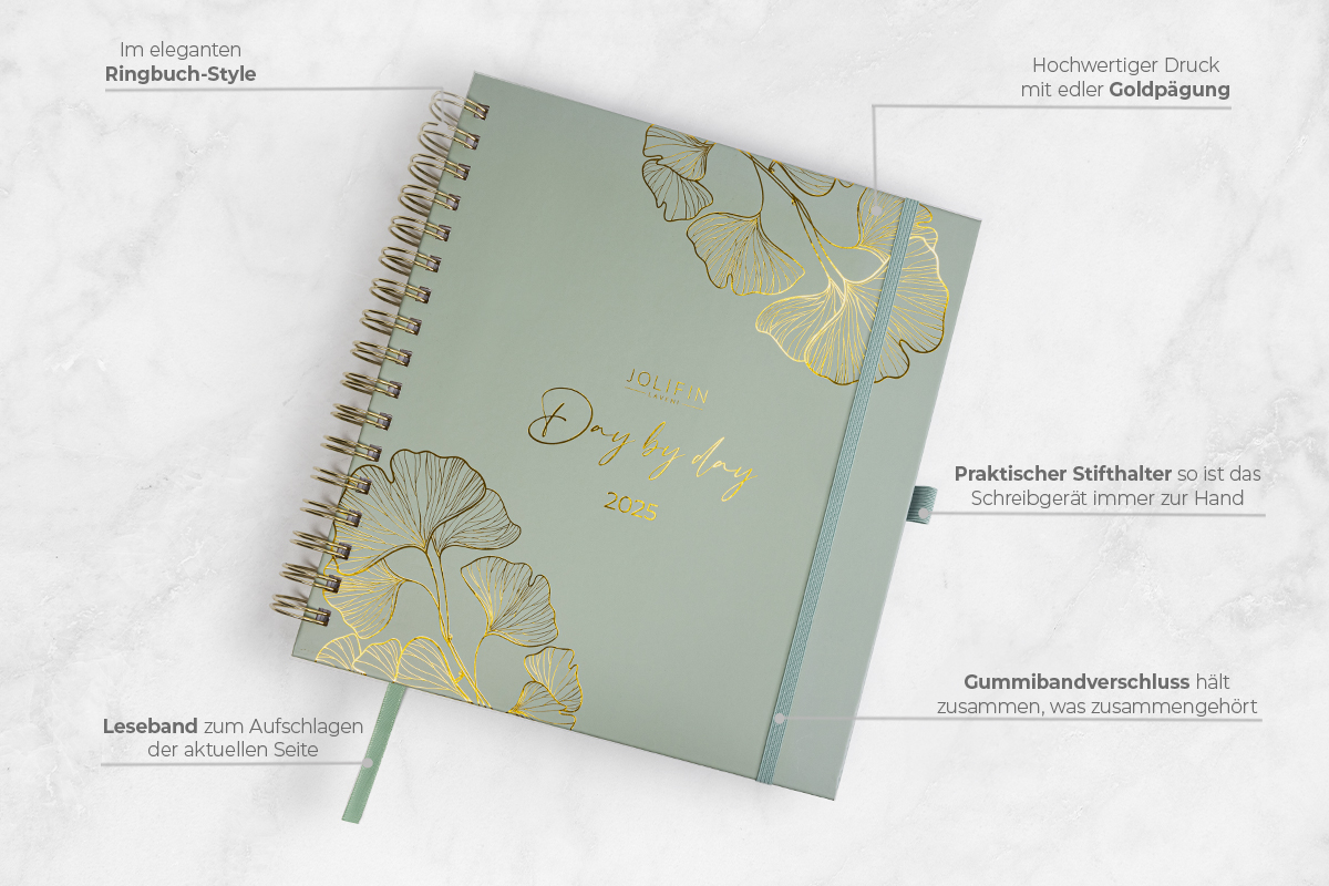 Jolifin LAVENI Terminplaner Kalender 2025 - premium sage green