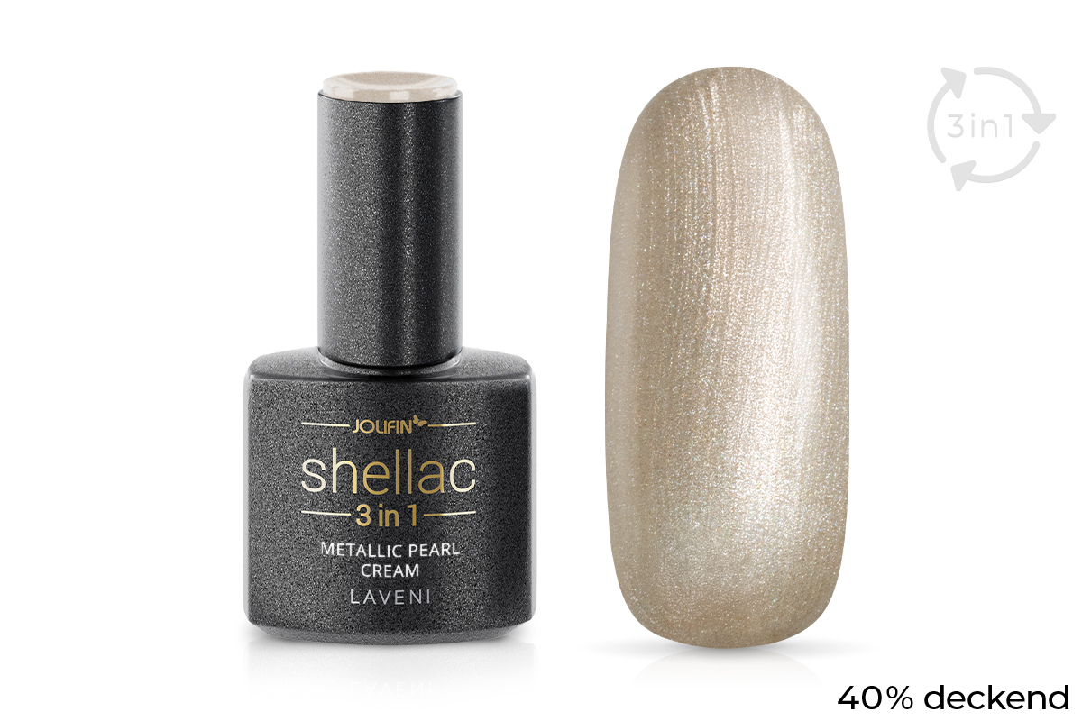 Jolifin LAVENI 3in1 Shellac - metallic pearl cream 10ml
