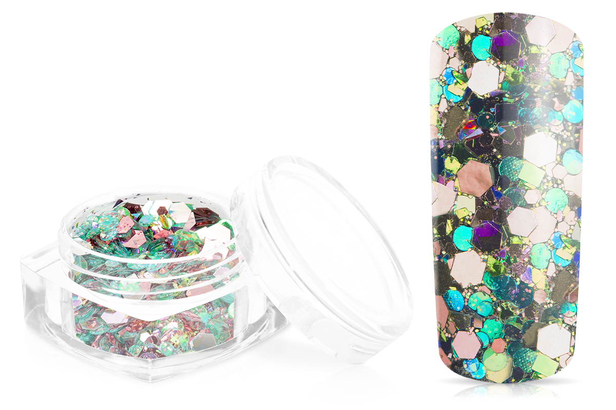 Jolifin Hexagon Glittermix rosy-ocean