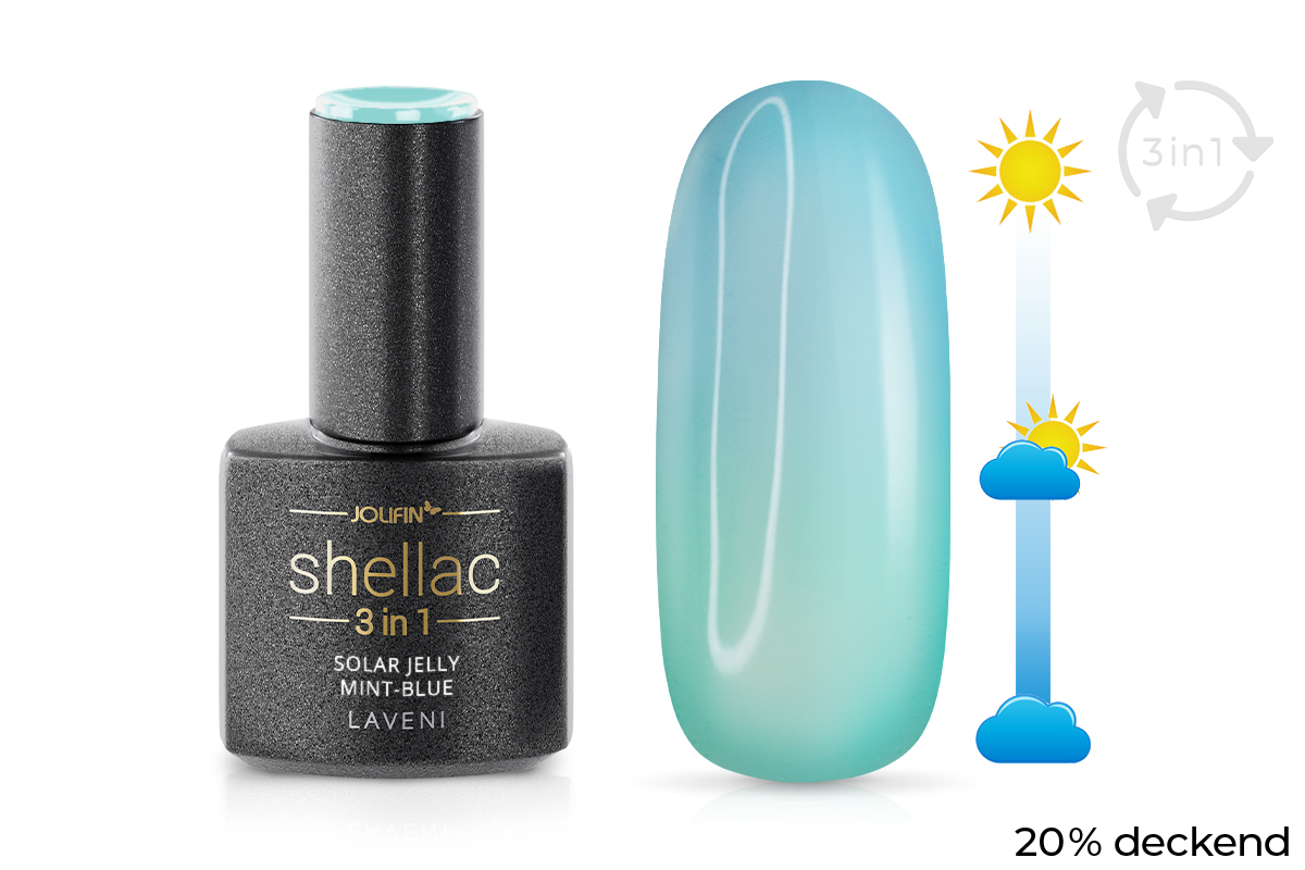 Jolifin LAVENI 3in1 Shellac - Solar Jelly mint-blue 10ml