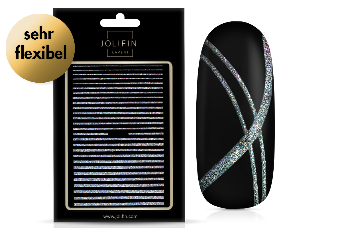Jolifin LAVENI XL Sticker - Hologramm Glitter Stripes silver 