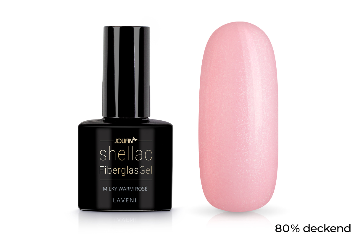 Jolifin LAVENI Shellac FiberglasGel - milky warm rosé 10ml