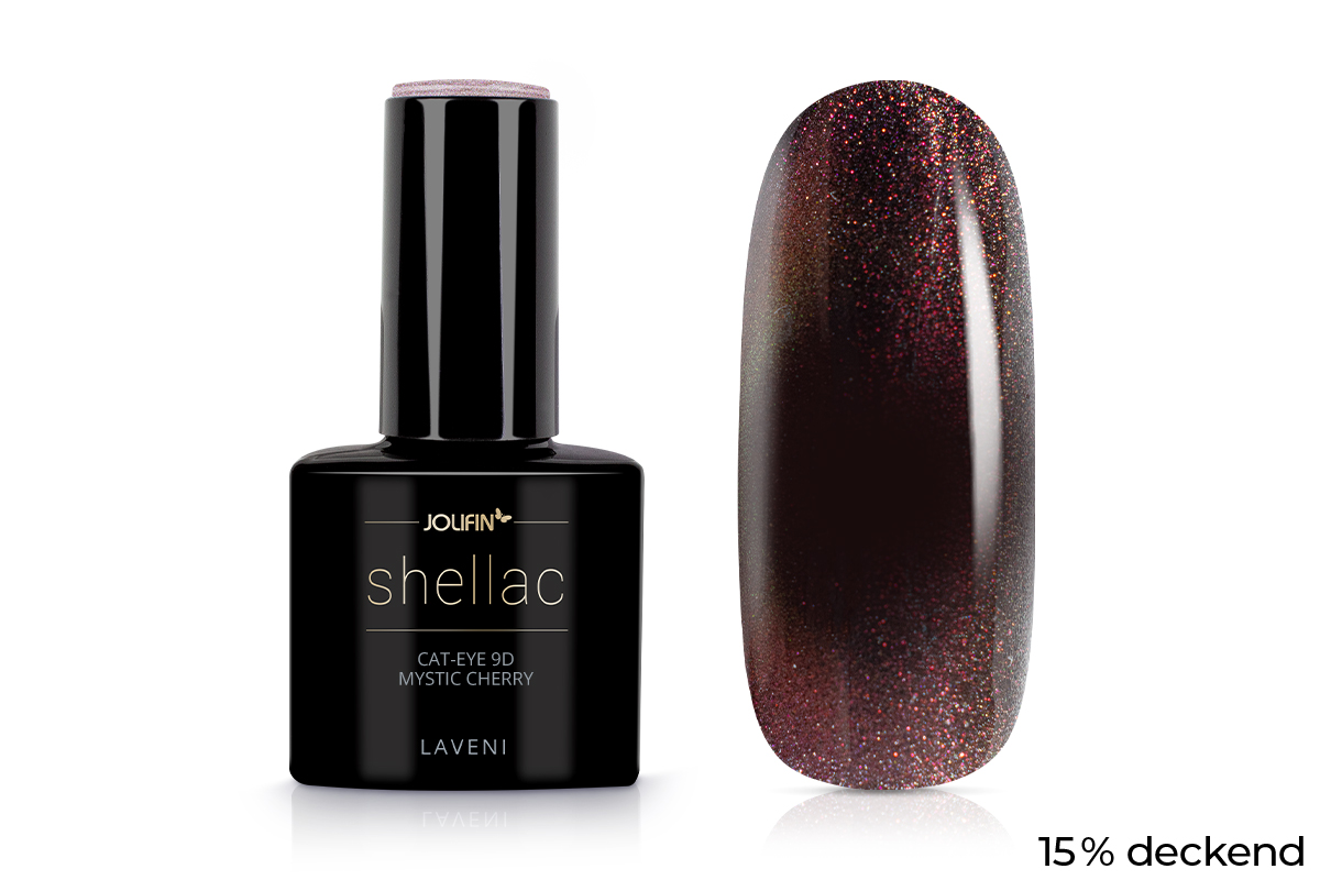 Jolifin LAVENI Shellac - Cat-Eye 9D mystic cherry 10ml