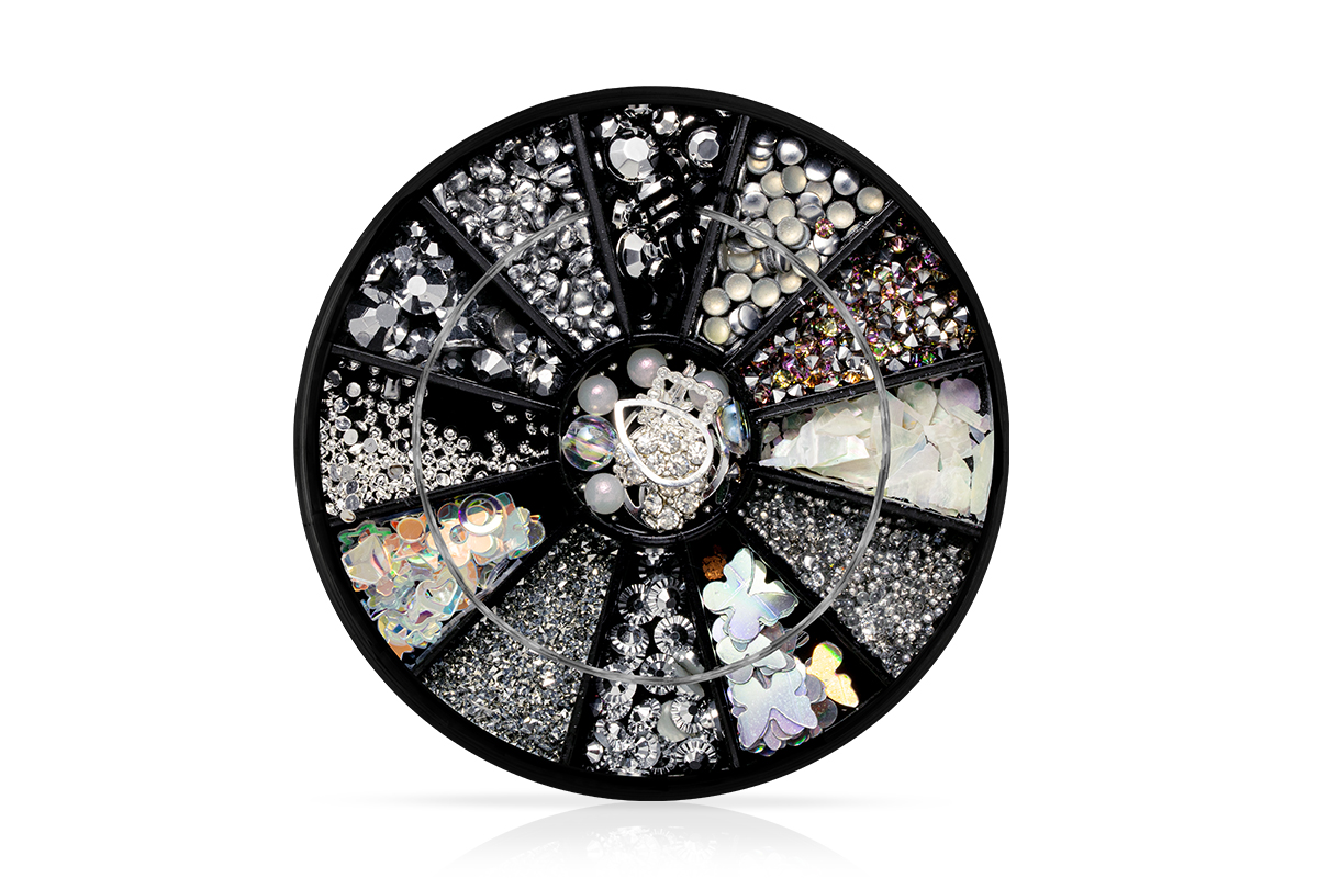 Jolifin LAVENI Strass-Display - Nailart Mix silver