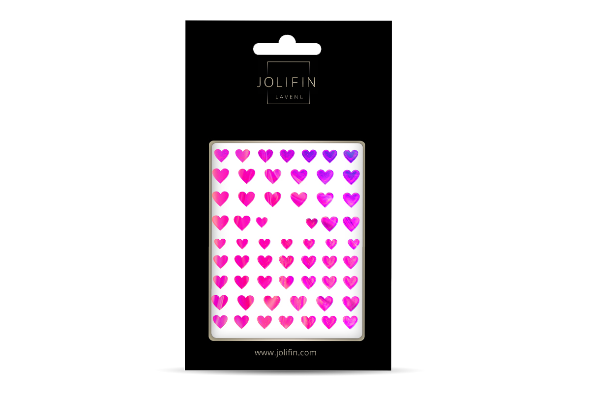 Jolifin LAVENI XL Sticker - Hearts pink hologram