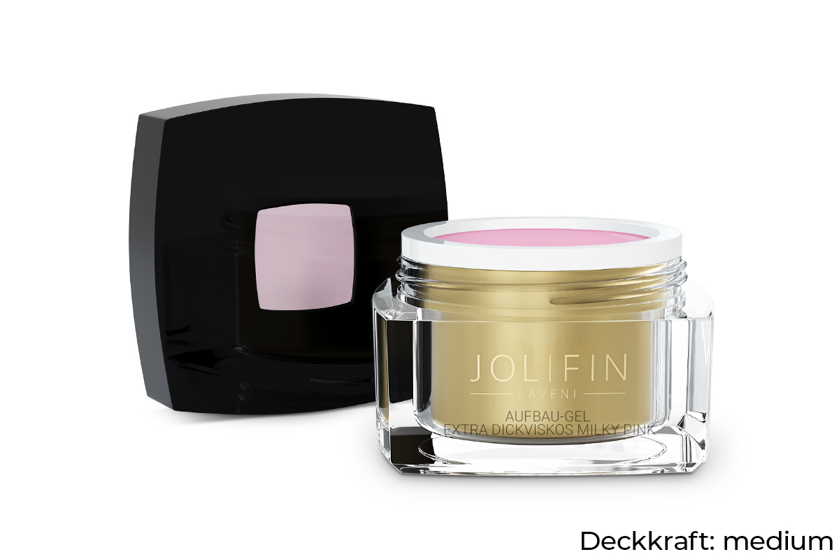 Jolifin LAVENI - Aufbau-Gel extra dickviskos milky pink 15ml