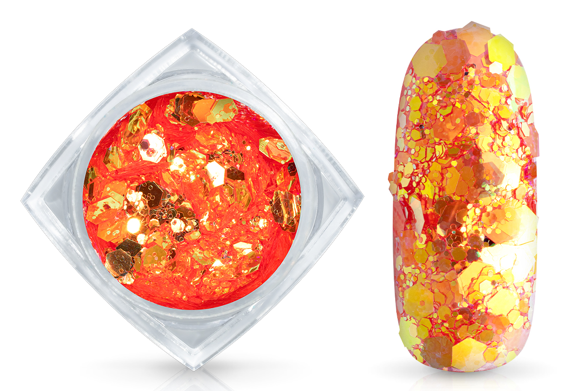 Jolifin Hexagon Glitter - tropical hot orange