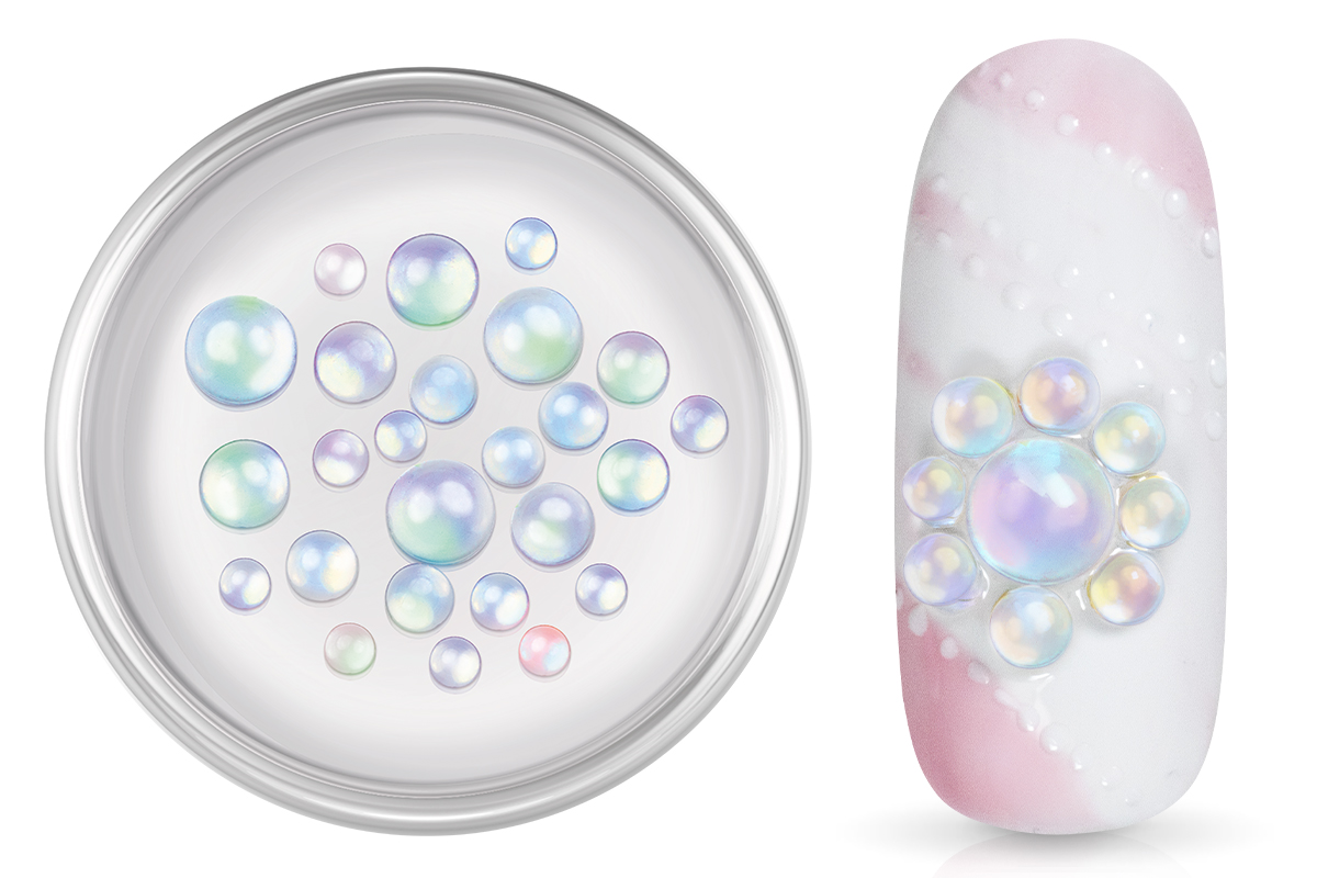 Jolifin half pearls - Bubbles clear aqua