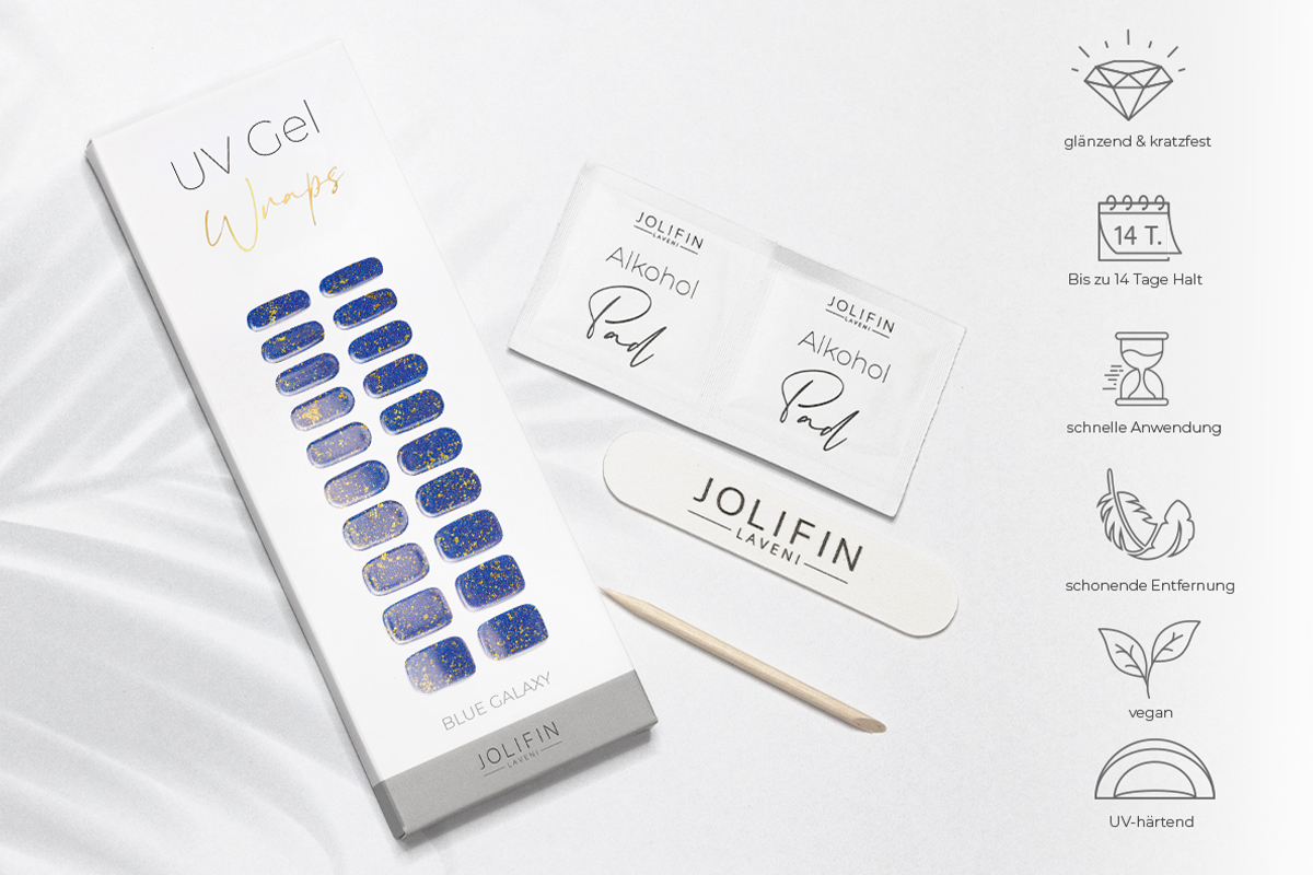 Jolifin LAVENI UV Gel-Wraps - blue galaxy