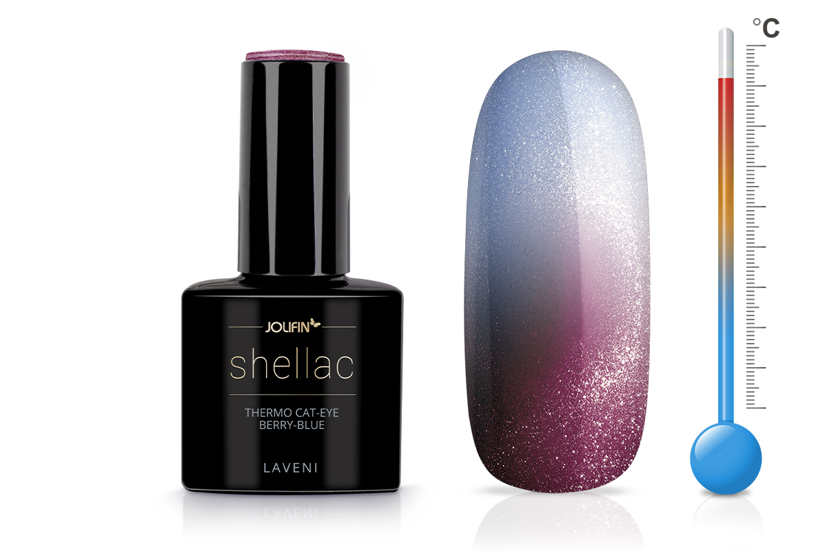 Jolifin LAVENI Shellac - Thermo Cat-Eye berry-blue 10ml