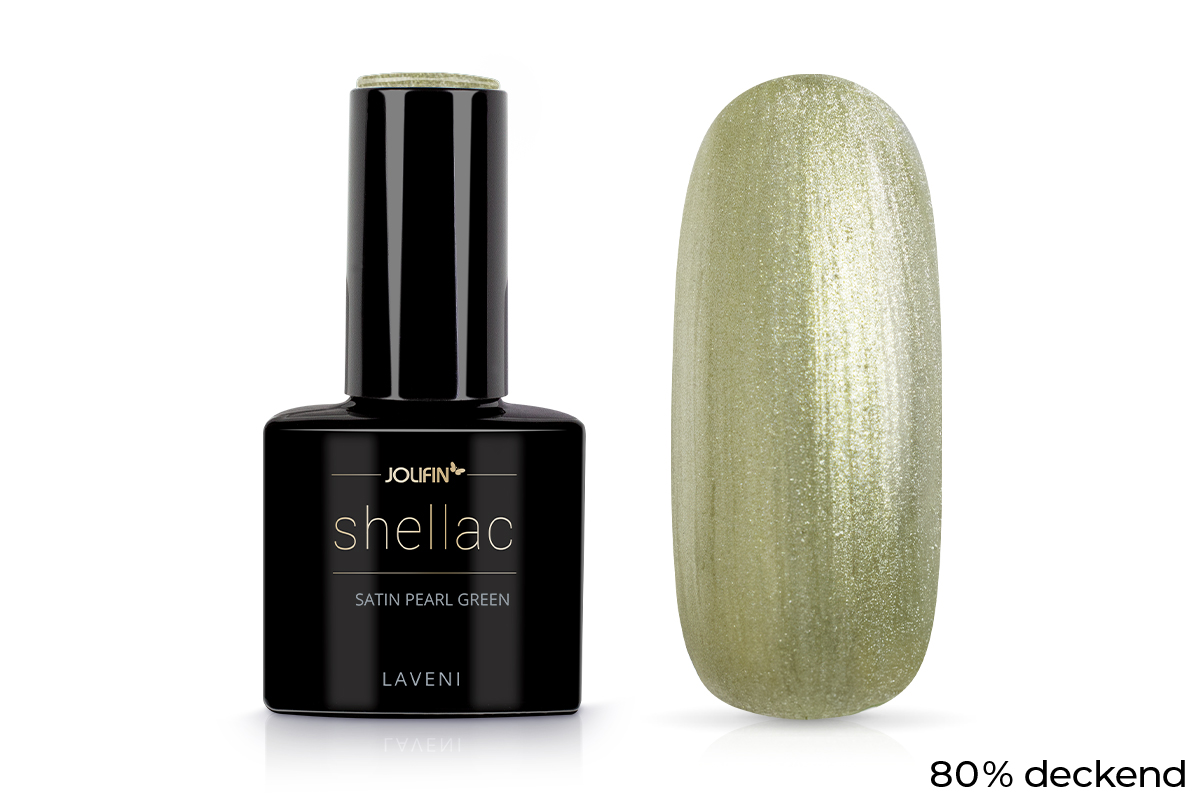 Jolifin LAVENI Shellac - satin pearl green 10ml