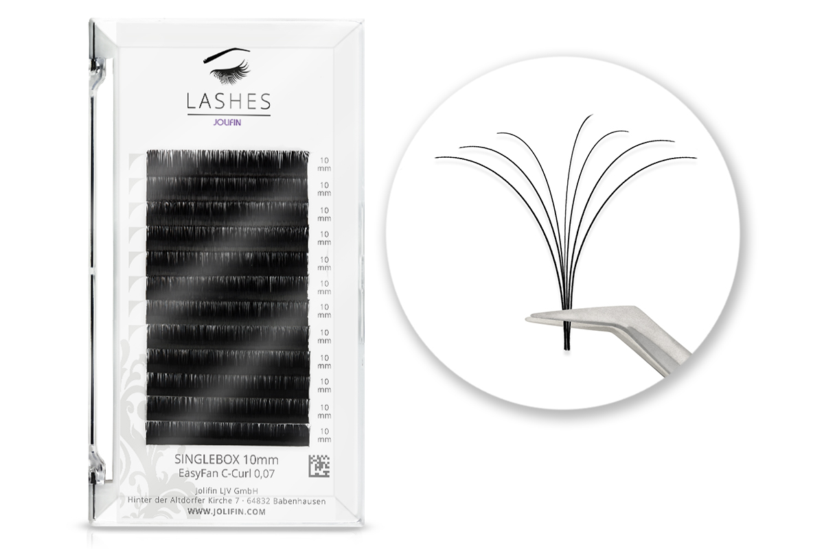 Jolifin Lashes - EasyFan - SingleBox 10mm C-Curl 0,07 