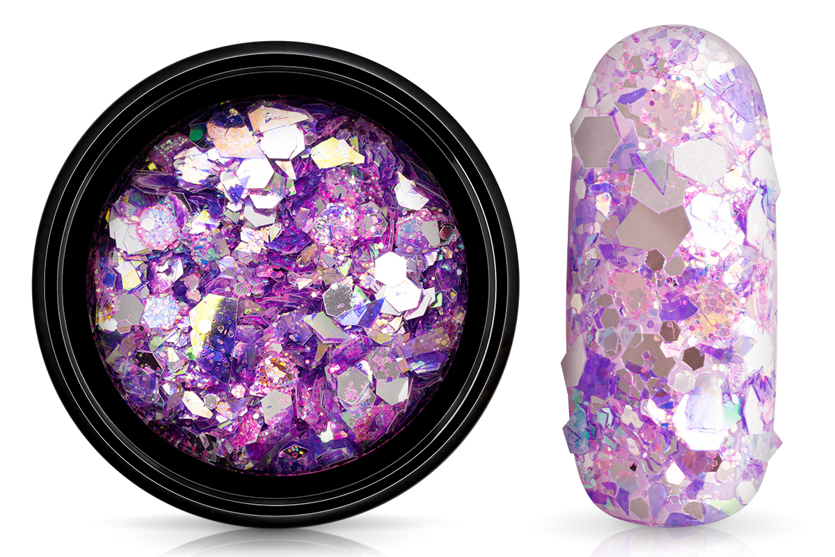 Jolifin LAVENI Hexagon Glitter - Aurora silver-grape
