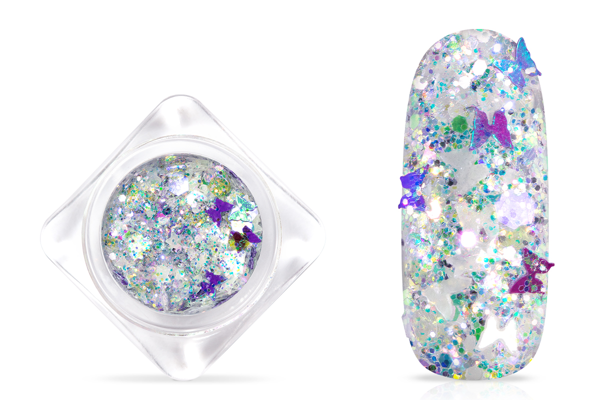 Jolifin Nightshine Butterfly Glitter - rainbow white 