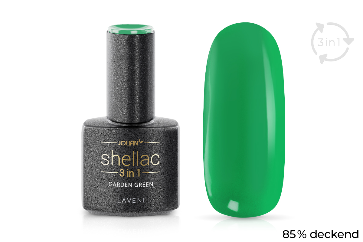 Jolifin LAVENI 3in1 Shellac - garden green 10ml