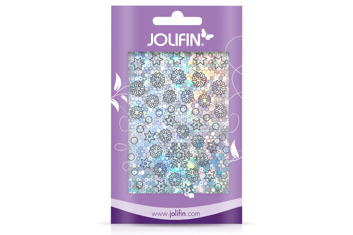 Jolifin Hologramm Sticker  - Snowflakes silver Galaxy