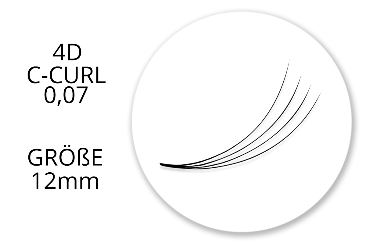 SingleBox 12mm - 4D Wimpernfächer C-Curl 0,07