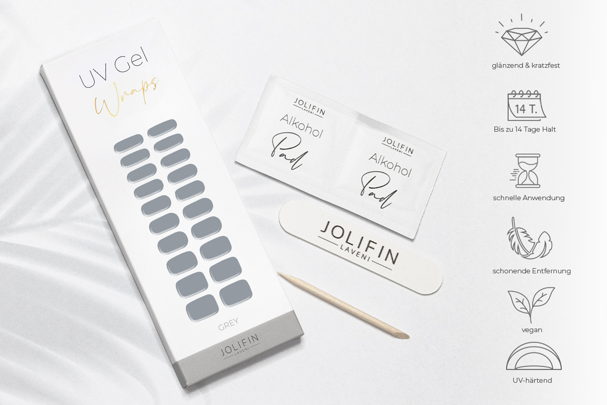 Jolifin LAVENI UV Gel-Wraps - grey