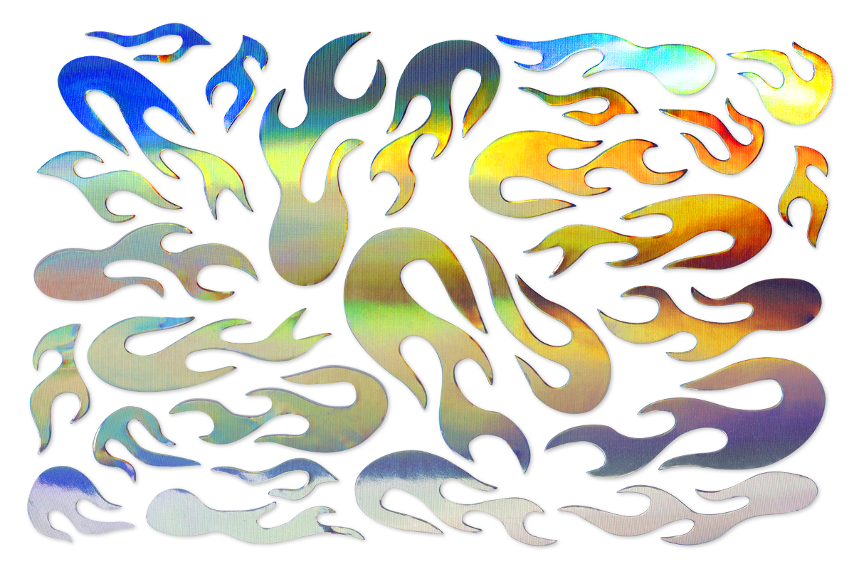 Jolifin Hologramm Sticker - Flame silver rainbow