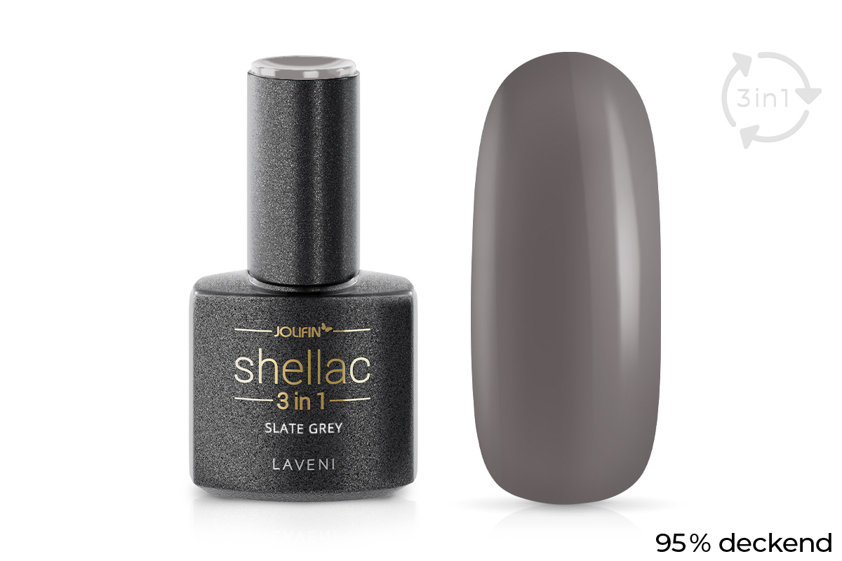 Jolifin LAVENI 3in1 Shellac - slate grey 10ml