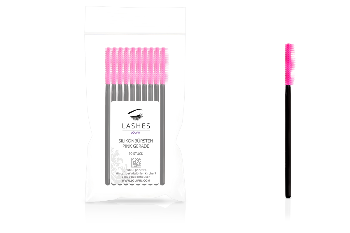 Jolifin Lashes - Silikonbürsten pink gerade - 10 Stück