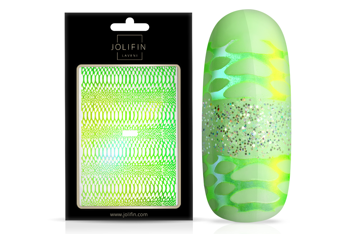 Jolifin LAVENI XL Sticker - Snake holo green