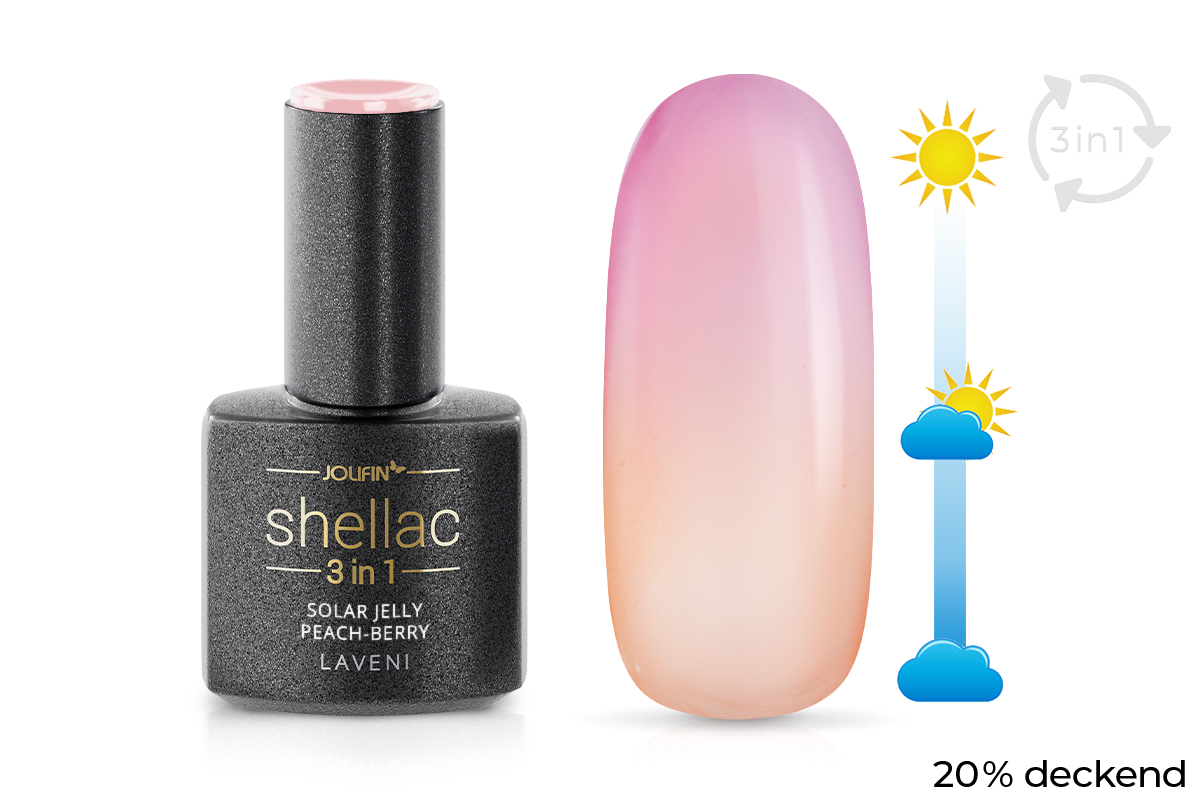 Jolifin LAVENI 3in1 Shellac - Solar Jelly peach-berry 10ml