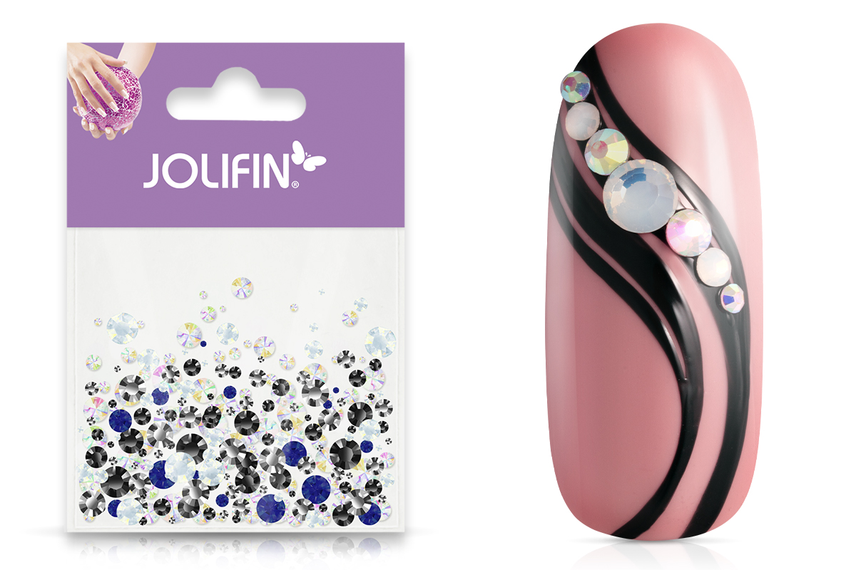 Jolifin Rhinestones 500 pcs - black & white Mix