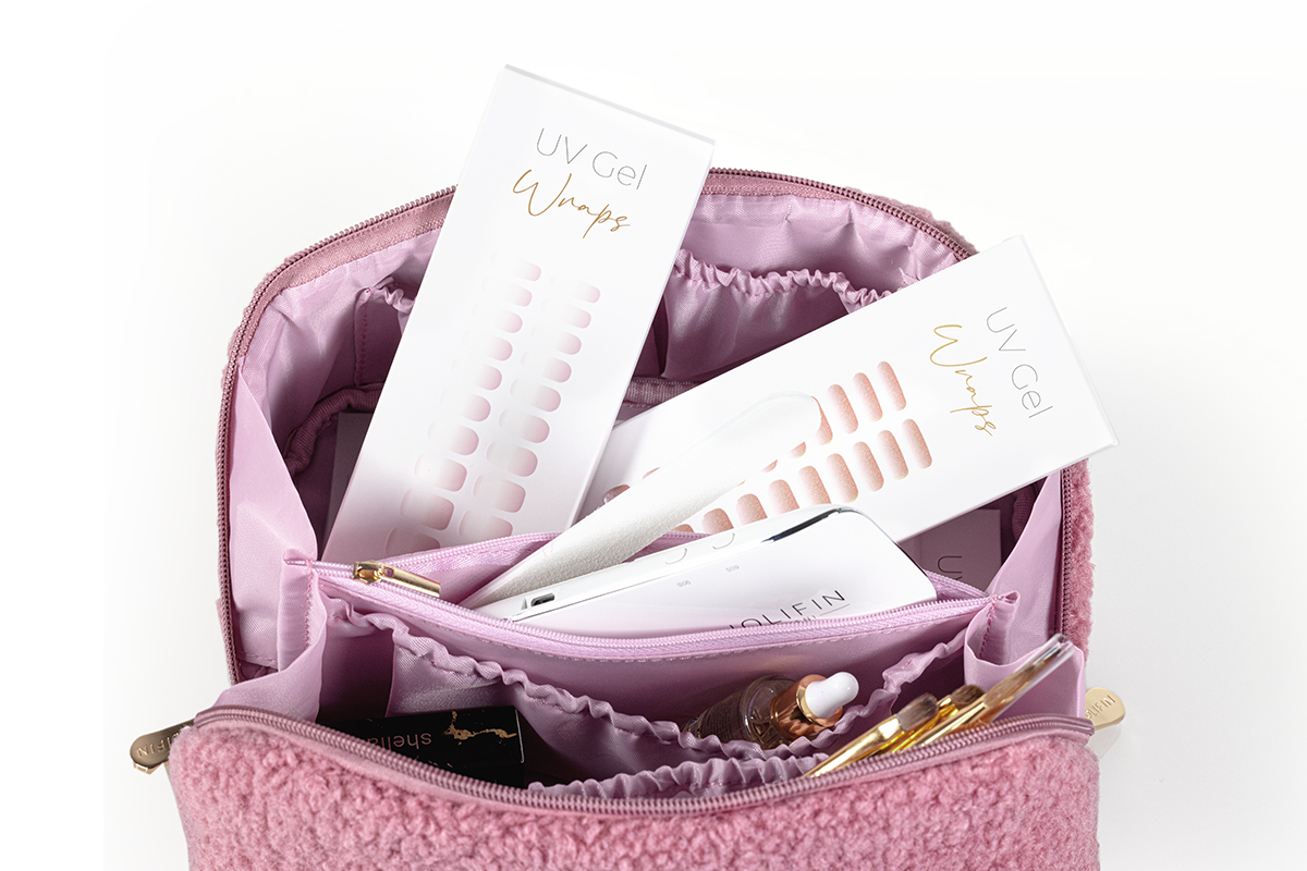 Jolifin Kosmetik- & Pinseltasche - rosa Teddy