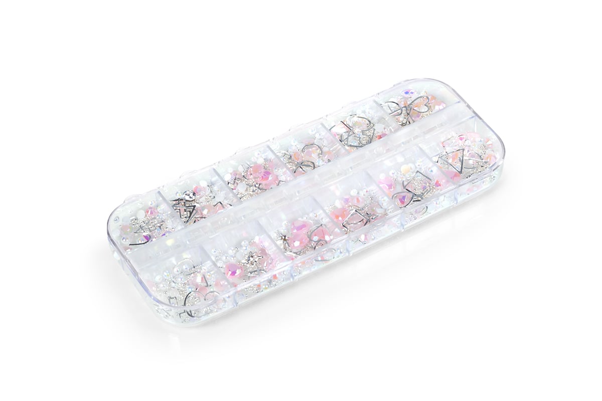 Jolifin XL Strass-Display - silver & pastell-pink mix