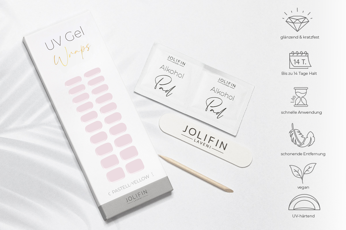 Jolifin LAVENI UV Gel-Wraps - creamy nude-rosé