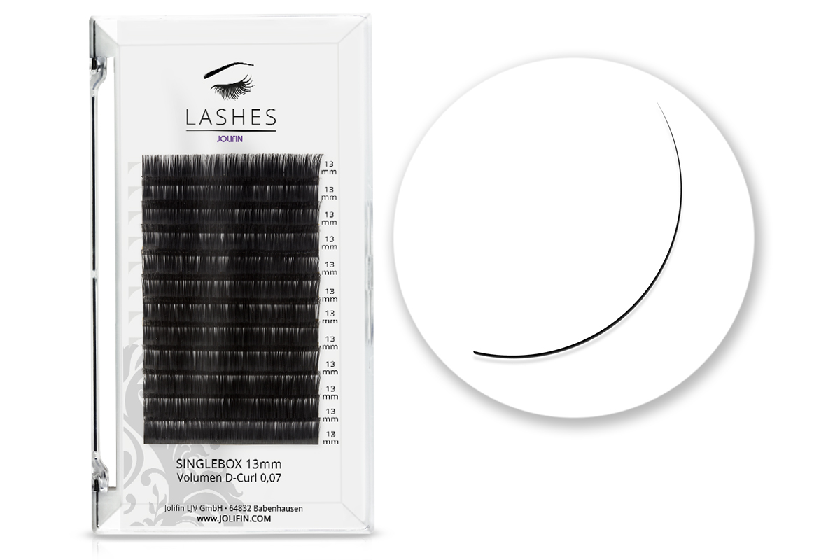 Jolifin Lashes - SingleBox 13mm - Volumen D-Curl 0,07