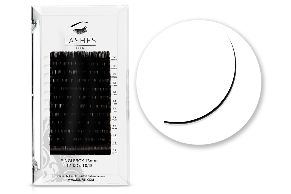 Jolifin Lashes - SingleBox 13mm - 1:1 D-Curl 0,15