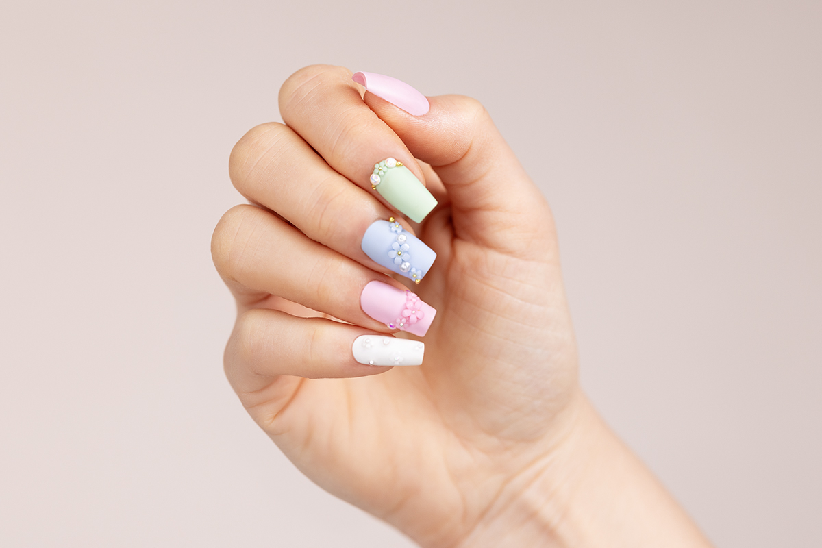 Jolifin Overlay & Perlen Mix - rosa Blumen