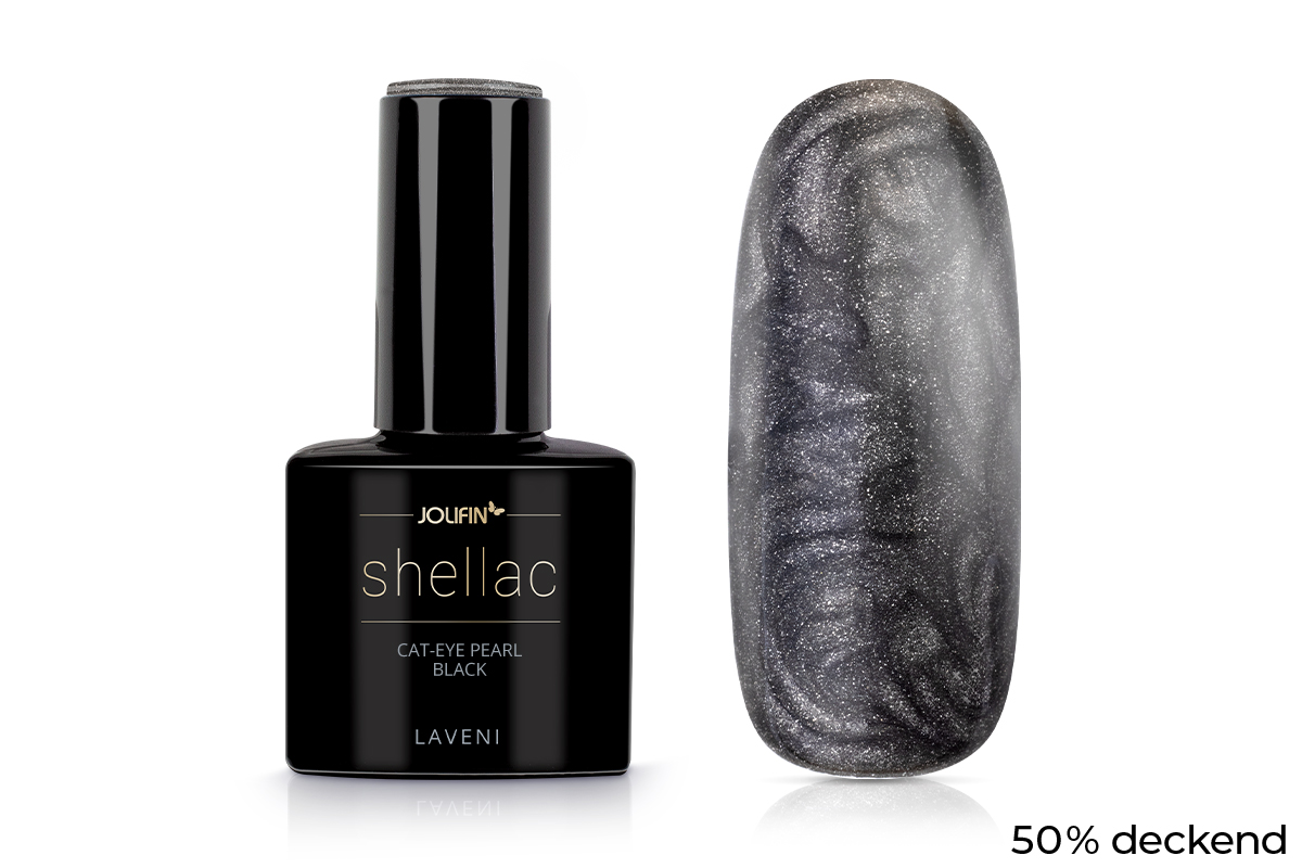Jolifin LAVENI Shellac - Cat-Eye pearl black 10ml