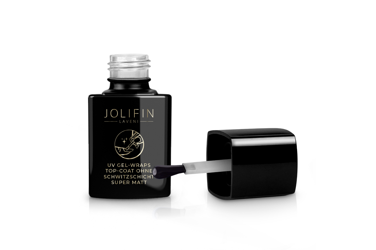 Jolifin LAVENI UV Gel-Wraps - Top-Coat ohne Schwitzschicht super matt 11ml