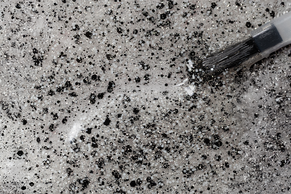 Jolifin LAVENI Shellac - black & white Glitter 10ml