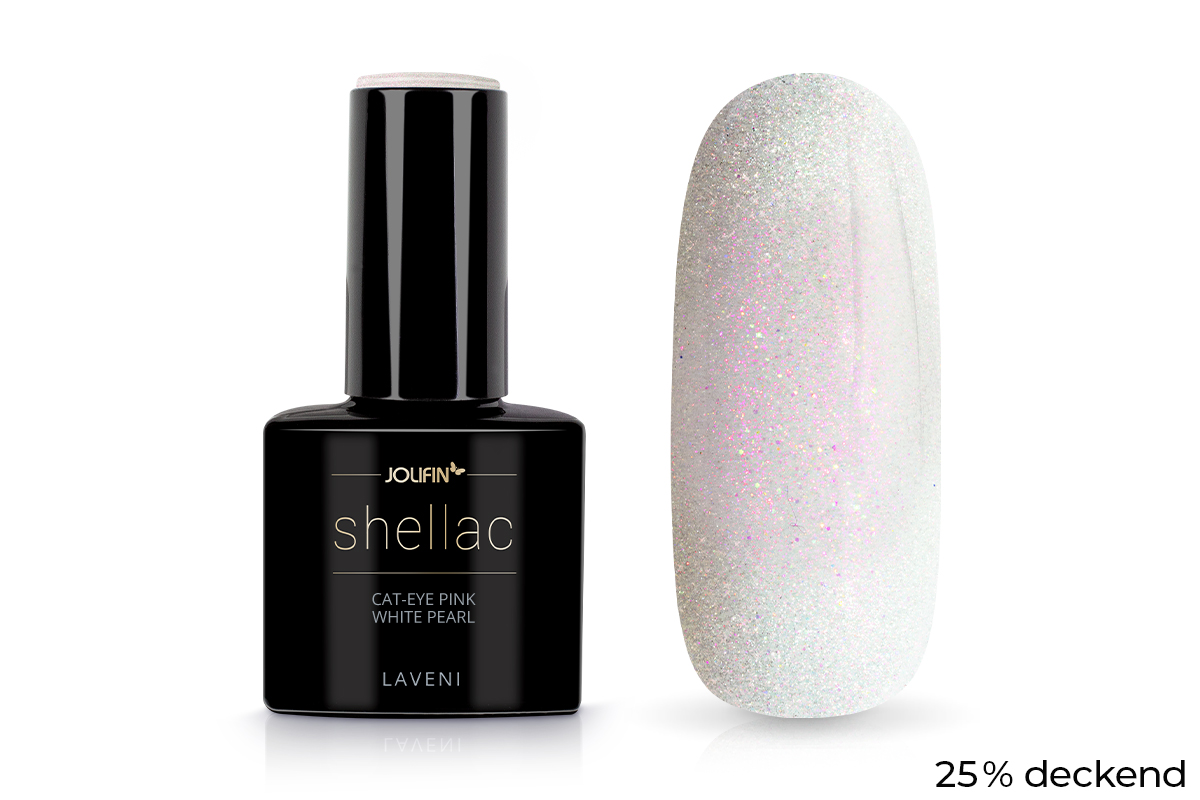 Jolifin LAVENI Shellac - Cat-Eye pink white pearl 10ml